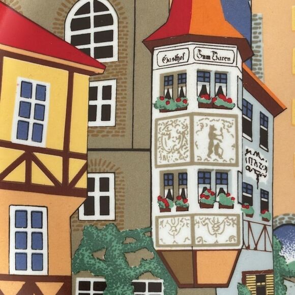 Schmidt Porcelain Plate Decorative Village Scene Leart - Picture 9 of 10